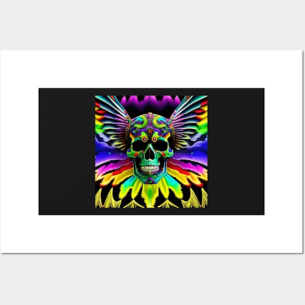 Skull Tie Dye Psychedelic Trippy Festival Hippie Graffiti Biker Wall Art by Anticulture